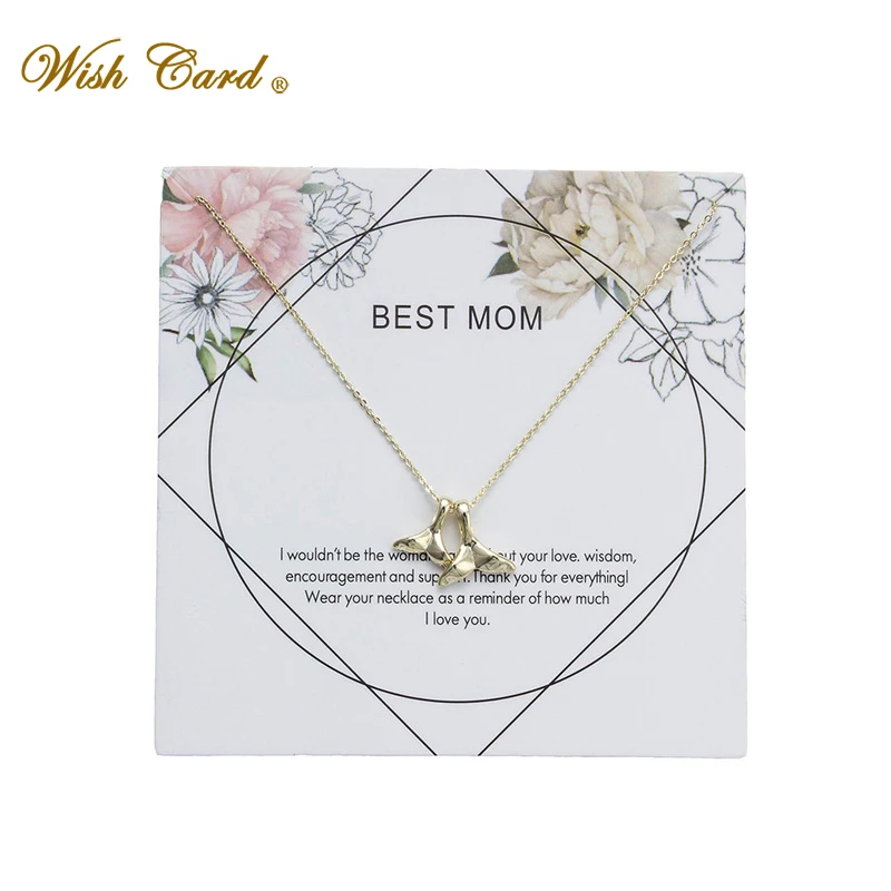 

Wish Card Whale Tail Best Mom Gold Chian Necklace Copper Pendant Jewelry Daughter Mother Day Gift Memory Friend Necklace EY6008