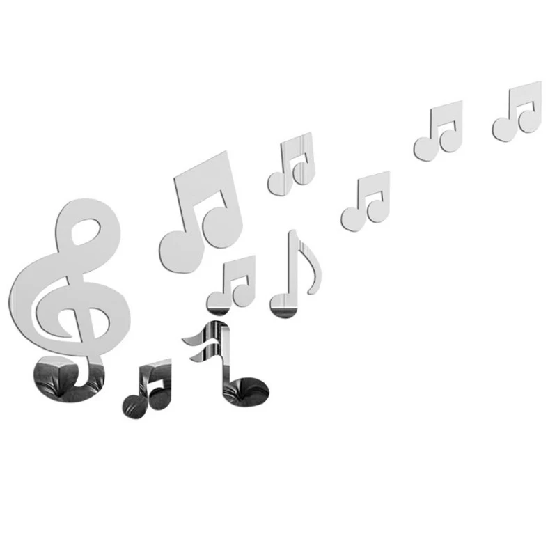 10Pcs DIY Removable Music Note Acrylic Mirror Wall Sticker Art Vinyl Home Decor 2019 Newest