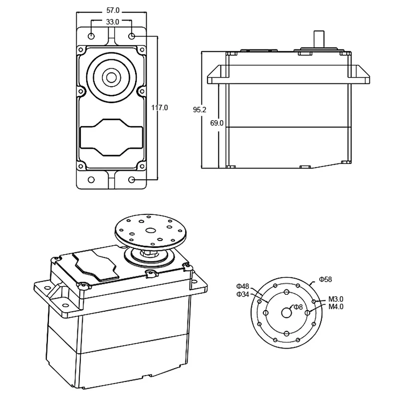 SUPER200 300 500 с высоким крутящим моментом 12 24V 200kg. См/300kg. См 0,5 S/60 градусов BEC 5В набор «сделай сам» для большая рука робота