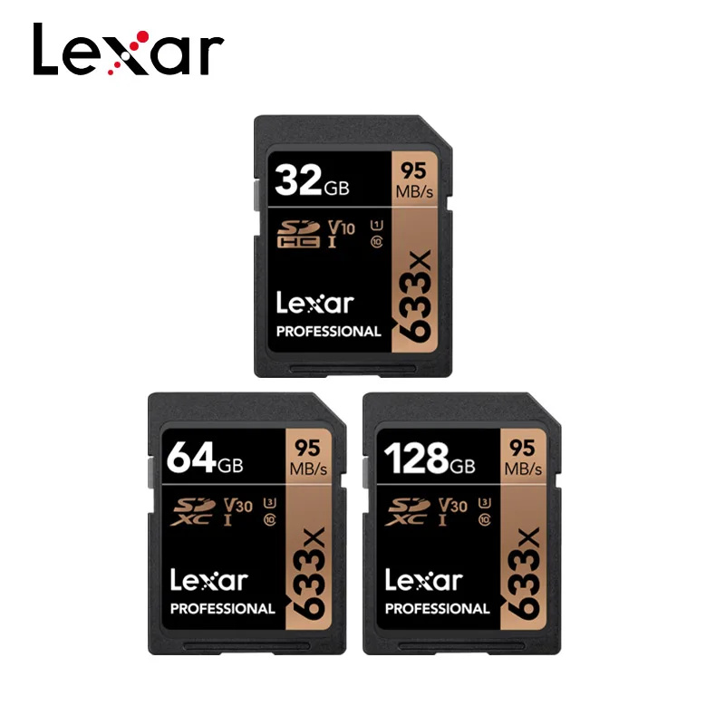 Lexar Original 64G SD Card 256GB Memory Card 32GB UHS-I Flash Card 128GB 16GB High Speed Up To Max 95M Class10 633x For Camera