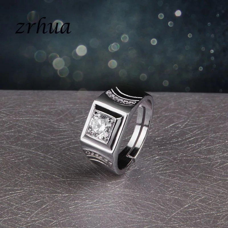 ZRHUA Vintage 925 Sterling Silver Finger Anillo AAA Zircon Crystal CZ Rings for Men Women Engagement Wedding Jewelry Bauge Mujer