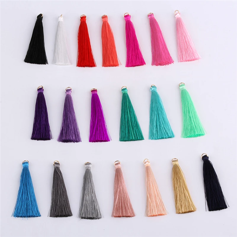 

50 Pieces 7CM Metal Ring Polyester Cotton Fabric Tassel DIY Pendant Jewelry Making Fringe Trim Craft Tassel Sewing Accessorie