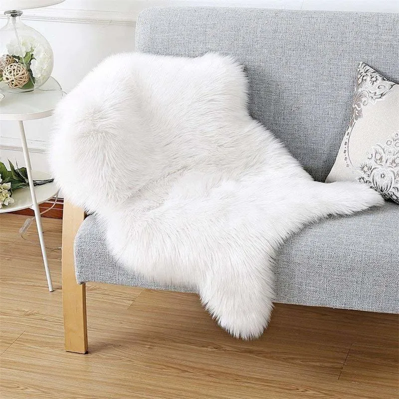 

Yooap Faux Fur Sheepskin Style Rug (60 *90 cm) Faux Comfortable Soft Useable Wool Blanket For Bedroom Sofa Floor Throw Blanket