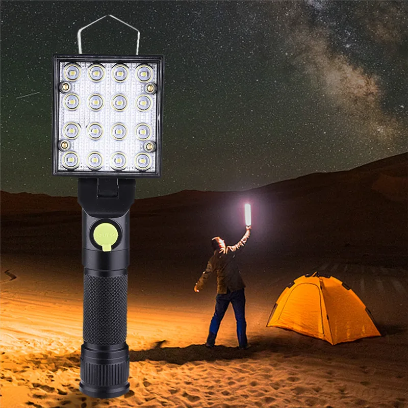

LAIDEYI Portable Flashlight Torch USB Rechargeable LED Work Light Magnetic lanterna Hanging Lamp For Outdoor Camping Emergency