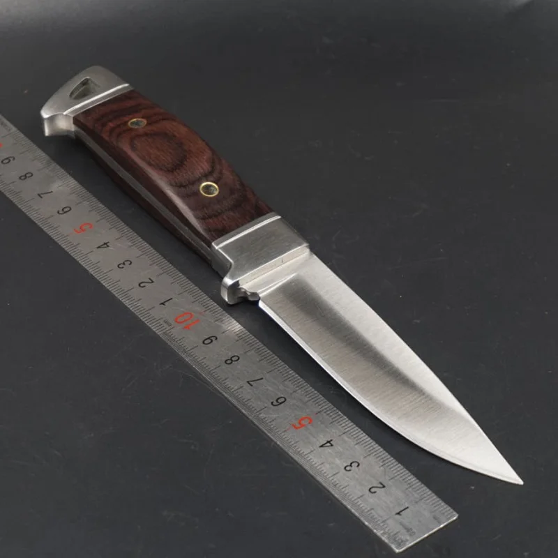 Фиксированный охотничий нож, тактический прямой нож 440C, лезвие с деревянной ручкой, Карманный Походный нож для повседневного использования, боевые ножи, многофункциональные инструменты