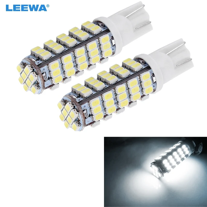 LEEWA, 50 шт в наборе, DC12V T10 194 Клин 68-SMD 1206/3020 Автомобильный светодиодный свет лампы лампа для чтения сигнальная лампа для открытой