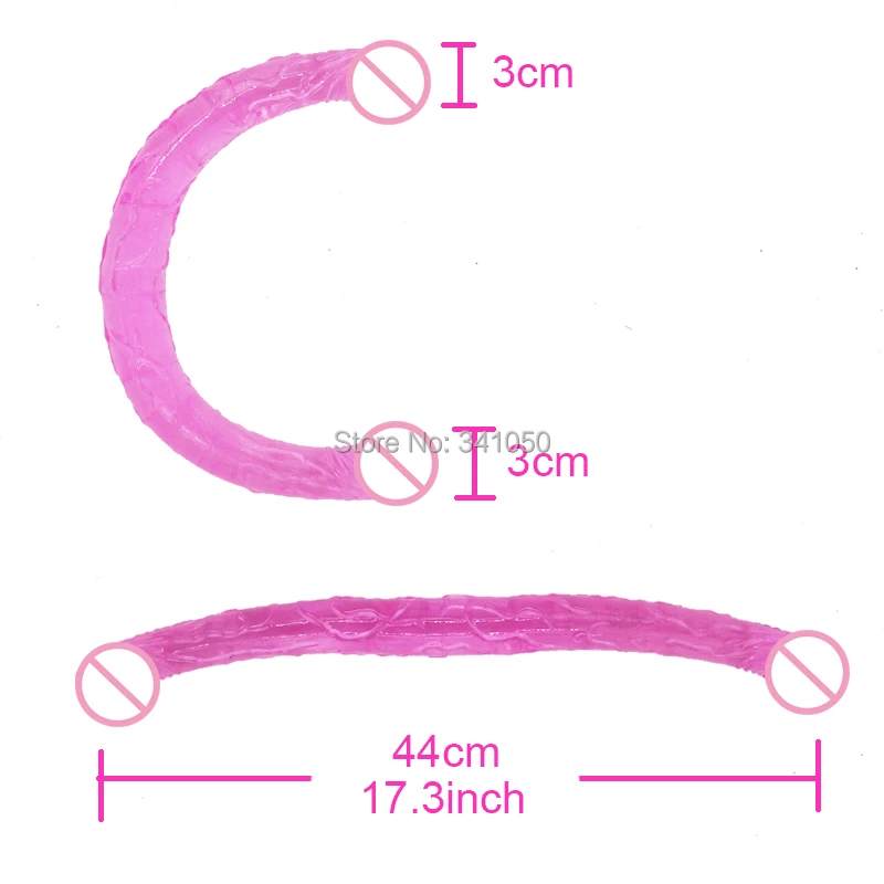 Double Dildo Long 17.7 in Flexible Soft Jelly Vagina and Anal Women Gay Lesbian Double Ended Dong Sex toys1