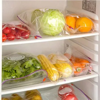 

10pcs/set Reusable Fresh Zipper Bag Freezing & Heating Plastic Food Storage Bag Versatile Vacuum Preservation Sealed Bag