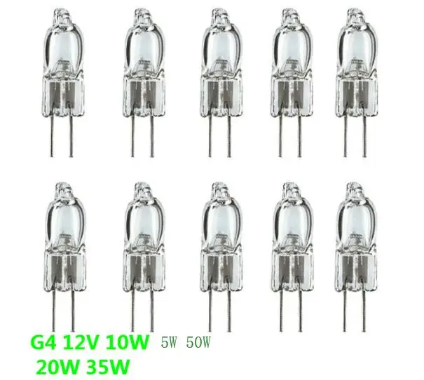 10 шт сверх низкая цена G4 12 V 20 w галогенная лампа G4 12 V 5 W/10 W/15 W/35 W/50 W лампа вставленные бусины Кристалл галогеновая лампа