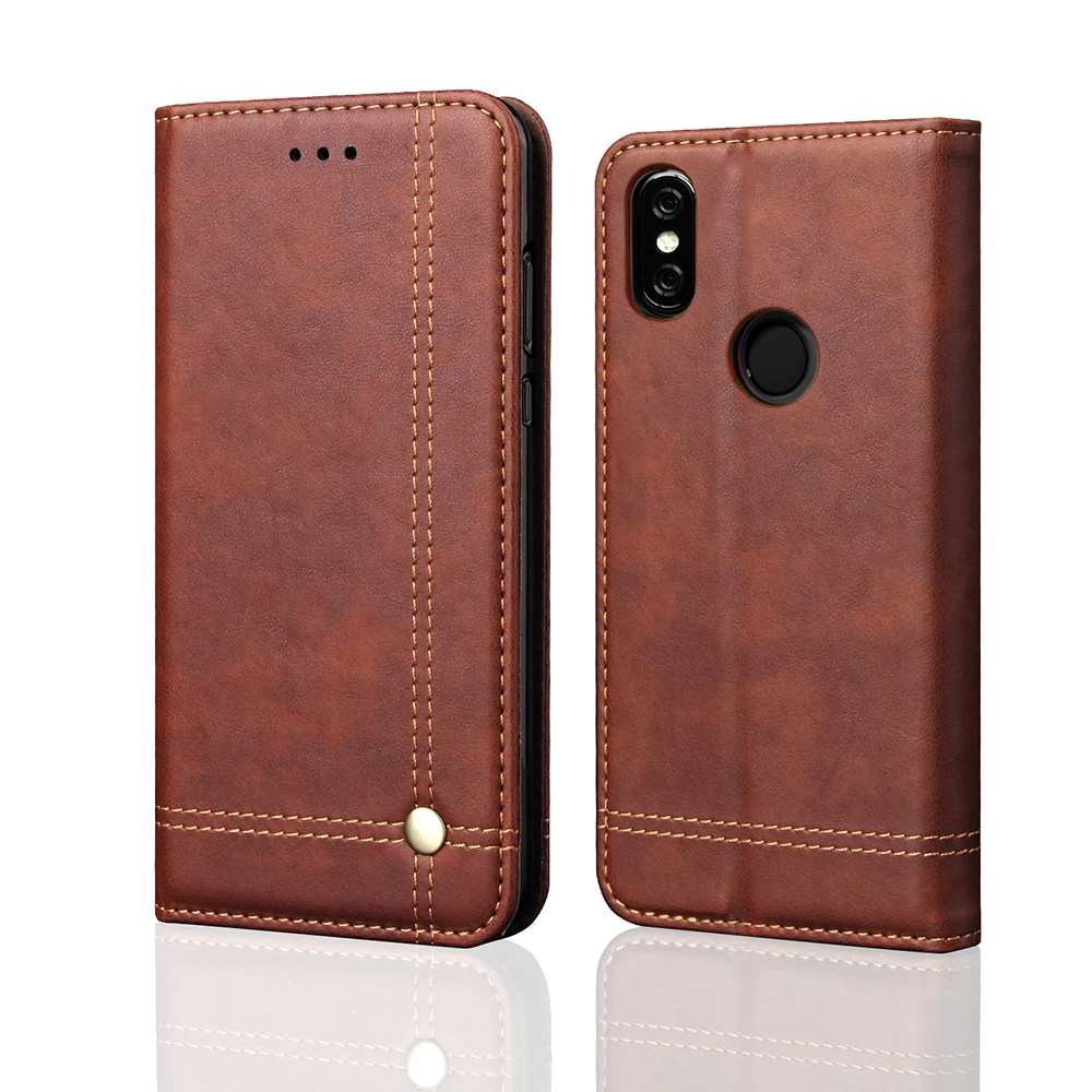 

New Vintage Leather Cover For XiaoMI MI A2 lite MIA2 Wallet Luxury Card Pocket Stand Magnet Book Cover Casual Phone Cases