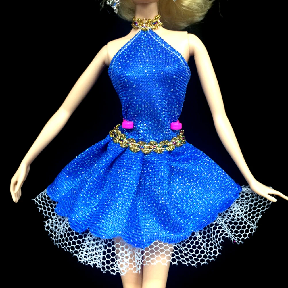 Cute Blue Princess Dress for   Doll Best Gift For Kids Children Girls Beautiful Handmade Party Clothes Dress