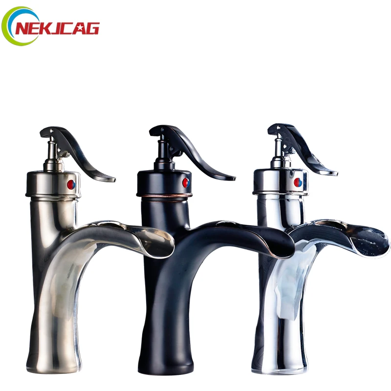 

Basin Faucet Waterfall Bathroom Mixer Tap Chrome Nickel ORB Basin Sink Faucet Hot and Cold Water Faucet