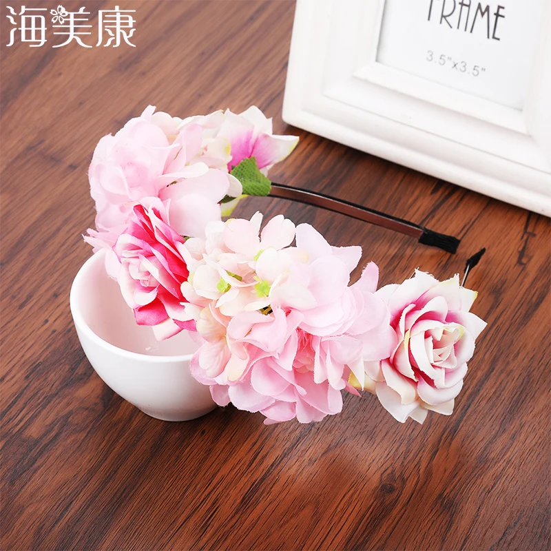 

Haimeikang Princess Headdresses Flower Floral Headband Hair Accessories New Bride Bohemian Flower Headband Beach Headwear