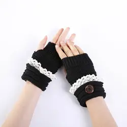 1 пара Для женщин женские варежки для девочки перчатки без пальцев Короткие Вязание мода на зиму H9
