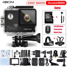 Action Camera Remote Ultra 4K 24fps Wifi 16Mp Video Camera 170 Degree Lens Cam go waterproof