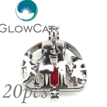 

20x KK589 Sweet Family Beads Cage Essential Oil Diffuser Pearl Cage Jewelry Making Locket Pendant For Oyster Pearl
