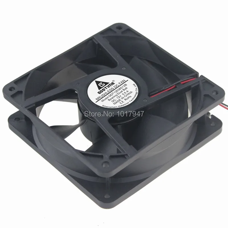 

10 pieces lot Gdstime PC Computer Case Chassis Cooling Fan DC 12V 2Pin Double Ball 120mm x 38mm 12cm