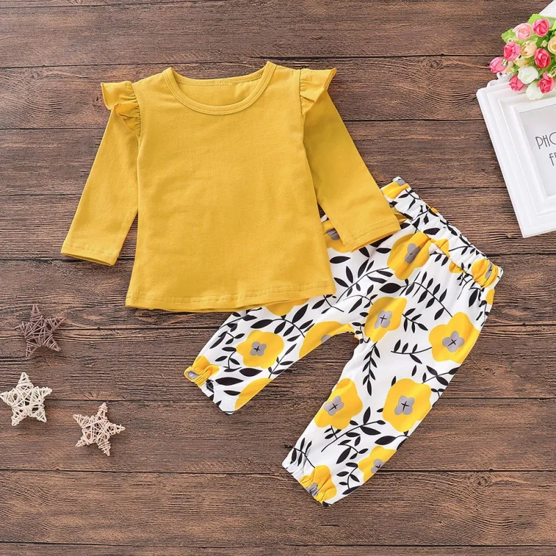 

2PCS Baby Girl Clothes Set Tops T-shirt+Pant Suit Outfits Baby Clothes Toddler Kids Baby Girls Clothing Set 0-24M