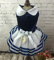 Pet dress dog summer clothing dog shirt pet dog navy dress with flower bow pet skirt dog summer dress XS-XL pet supplier Pet dress dog summer clothing dog shirt pet dog navy dress with flower bow pet skirt dog summer dress XS-XL pet supplier