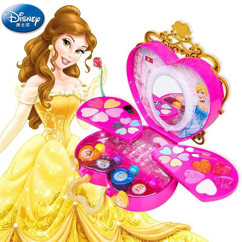  Disney princess kids makeup eye shadow lip gloss portable cosmetic case innocuity safety child make