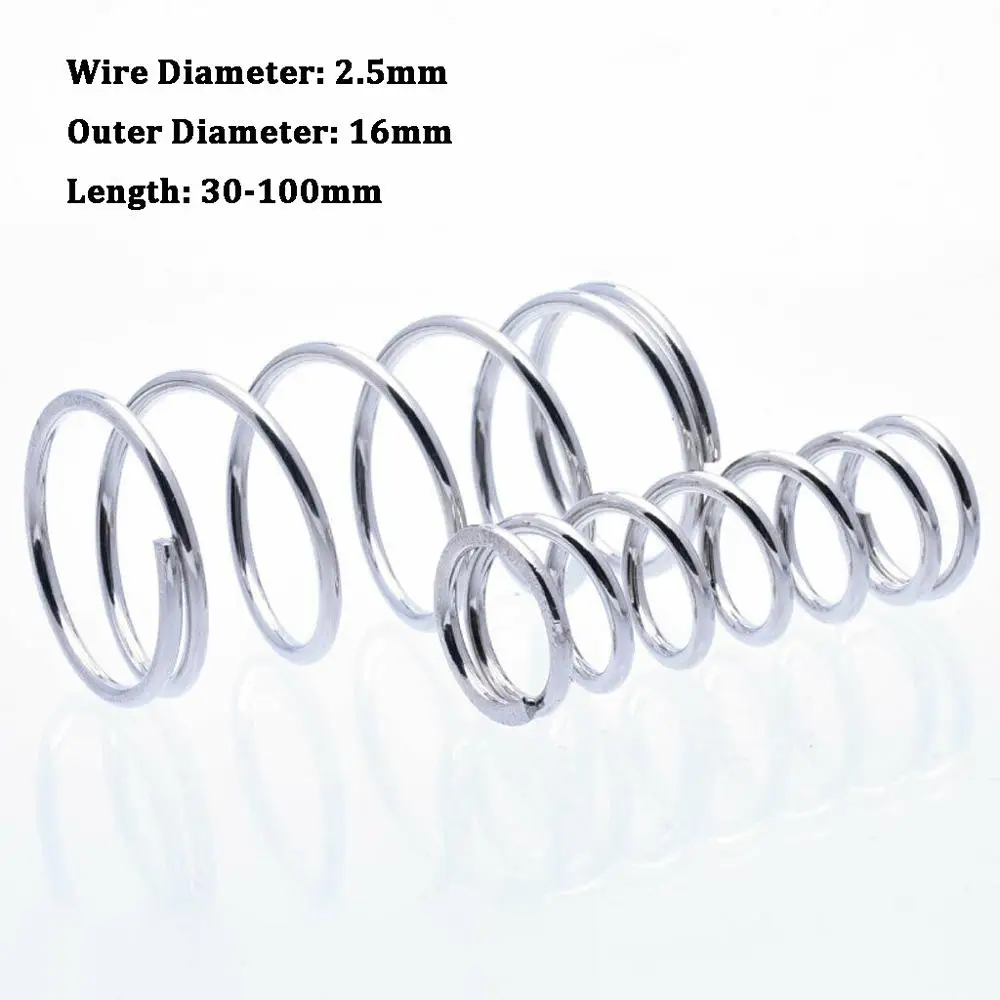 

1Pcs White Nickel Plated Compression Spring Tension Spring Hardware Accessories Wire Dia 2.5mm Outer Dia 16mm Length 30mm-100mm
