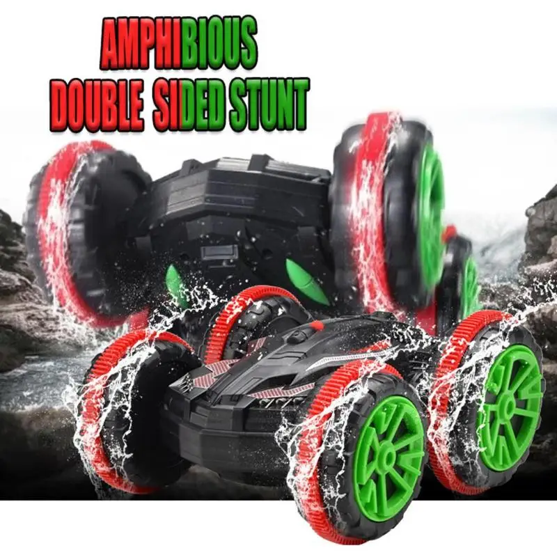 

1:18 RC Stunt Car 360 Rotate Remote Control Car Driving on Water and Land Amphibious Electric Toys Children
