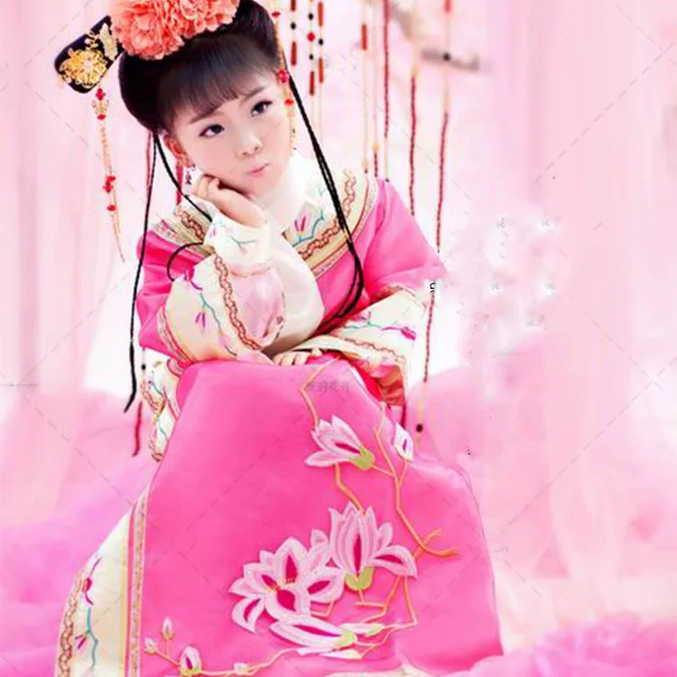 Розовый костюм принцессы Jin Zhi Yu Ye для девочки ханьфу фотосъемки маленькой