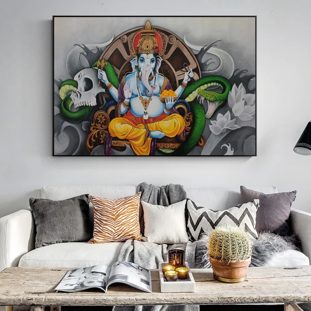 Photo principale du tableau Ganesh avec serpent vert.