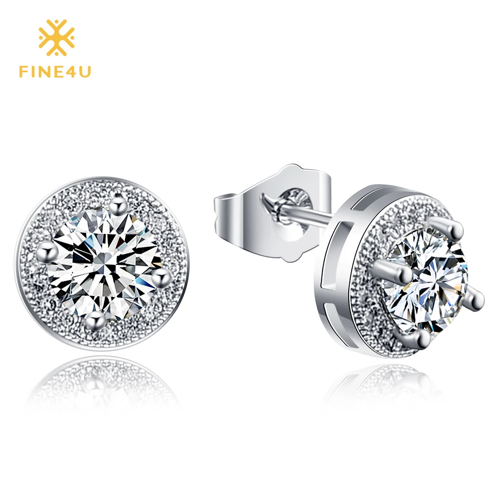 

2018 New FINE4U E033 Stud Earrings With AAA CZ Stone Fashion Women Earrings For Wedding Party Jewelry Accessories