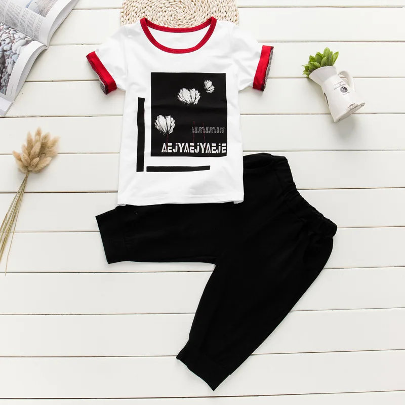 

2017 Kids clothes boys Boy set Kids hip hop clothing Boys summer clothes 100% Cotton t-shirt+shorts 2pcs for 3 5 6 8 10 12 years