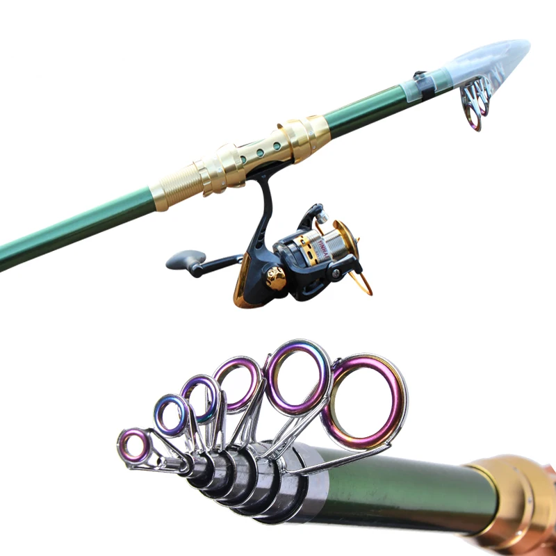 green fishing rod and reel