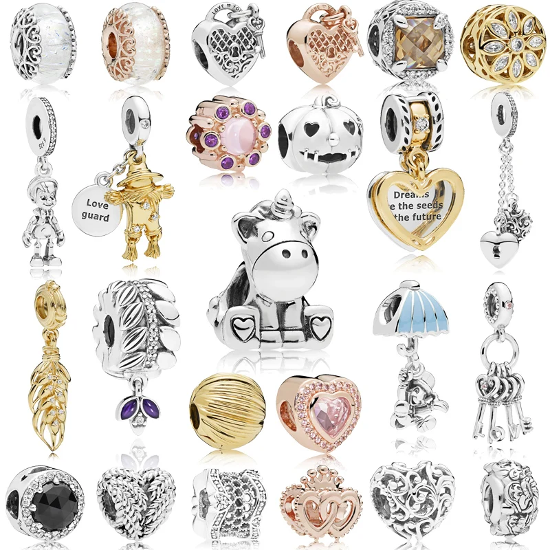 

SNS NEW 925 Sterling Silver Bruno the Unicorn Cute Animal Charms White Snow Princess fit original Europe Bracelet Beads Jewelry