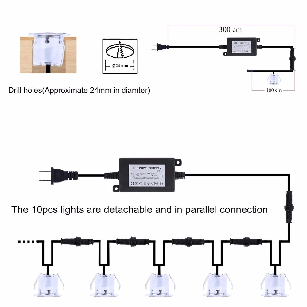 Largura de Iluminação do Jardim ao ar Conduziu a Luz do Baralho Kit com 8 Lote Livre Ip67 0.6 w Led Subterrânea Lâmpadas Levou Motorista 10 Pçs - 30mm 10 High Quality Luzes e Iluminação