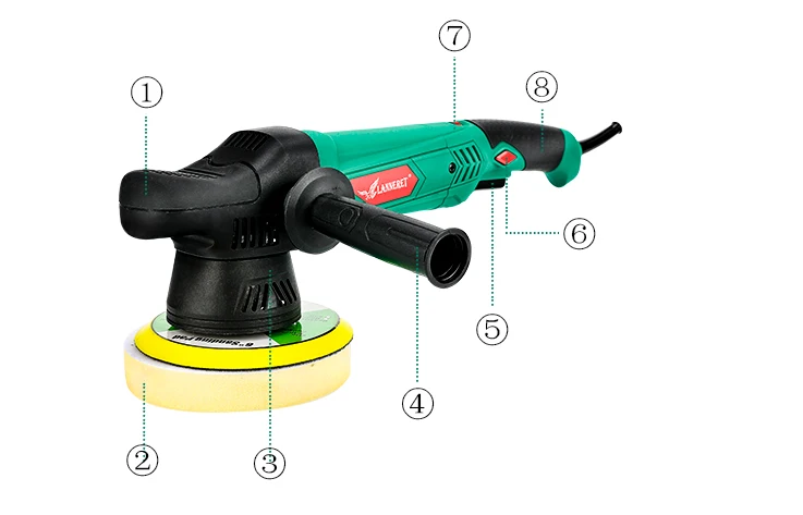 LANNERET 900 Вт 6 дюймов Электрический полировщик переменная скорость двойного действия ударная и Полировальная Машина Автомобильный полировщик