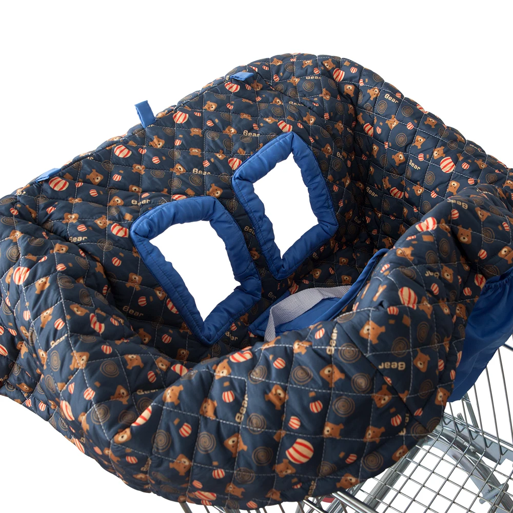 

New Supermarket Baby Shopping Cart Seat Dining Chair Cushion Printed Design Travel Folding Portable Baby Shopping Cart Cover