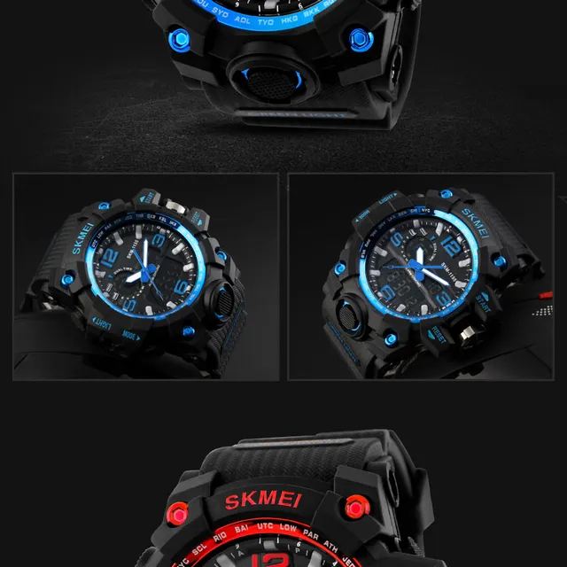 SKMEI Top Marka Sport Watch mężczyźni Military Digital zegarki 5Bar wodoodporne Dual Display zegarki na rękę Relogio męski 1155 tanie i dobre opinie Quartz Wristwatches Klamra Okrągłe Chronograph Stop Watch Week Display Swim Alarm Complete Calendar LED display Shock Resistant Multiple Time Zone Water Resistant Back Light SKMEI Top Marka Sport Watch mężczyźni Military Digital zegarki 5Bar wodoodporne Dual Display zegarki na rękę Relogio męski 1155 tanie i dobre opinie Quartz Wristwatches Klamra Okrągłe Chronograph Stop Watch Week Display Swim Alarm Complete Calendar LED display Shock Resistant Multiple Time Zone Water Resistant Back Light