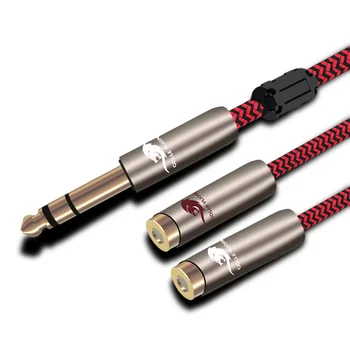 

HIFI Stereo 1/4" TRS Jack 6.35mm to 2 RCA Phono Female Audio Cable Amplifier Mixer Console 6.35mm to Dual RCA Extension Cable