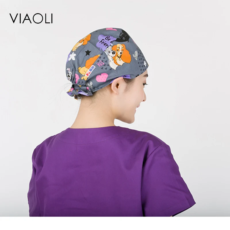 

2019Surgical Cap Dentist Anesthesiologist Flower Cap New Cotton Print Surgical Cap Adjustable Elastic