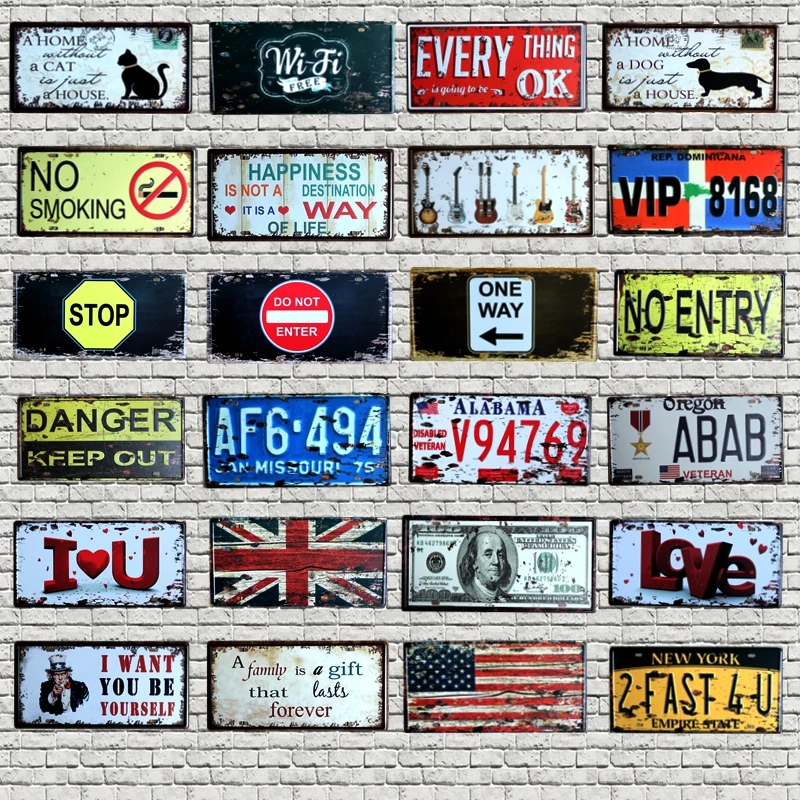 

WiFi No Smoking License Plate Number Plaque Tin Sign Wall Pub Shop Home Garage Art Decor Car Metal Poster 30X15CM B-3