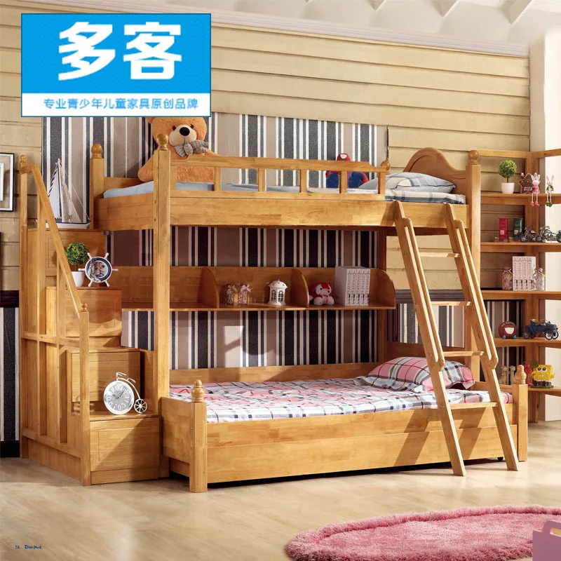 Children bed picture mother and oak solid wood bunk beds SD511 | Мебель