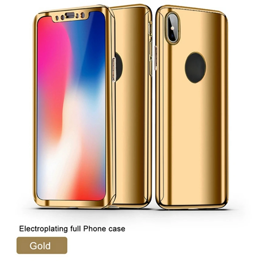 OLLIVAN Mirror Case For iPone X 360 Full Cover Protection For iPhone 7 8 6 6s Plus Smooth Cases Have Logo Hole Hard PC Coque