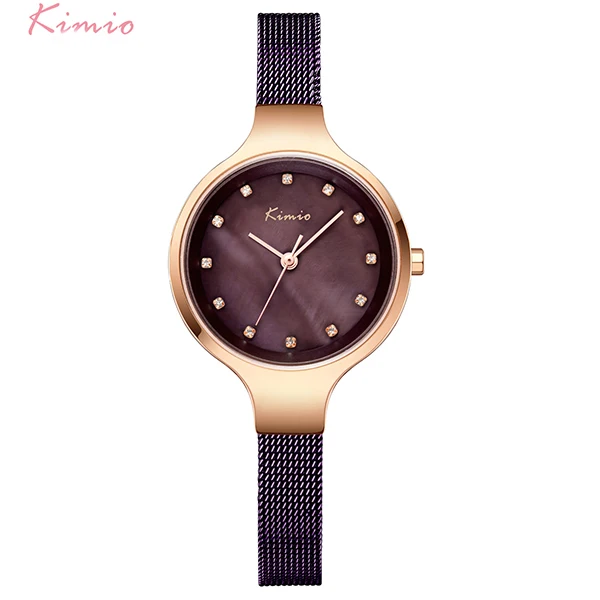 KIMIO брендовые винтажные женские часы с плетением из нержавеющей стали и сетчатым ремешком, ЖЕНСКИЕ НАРЯДНЫЕ часы для женщин с коробкой horloge dames montre - Цвет: watch 1