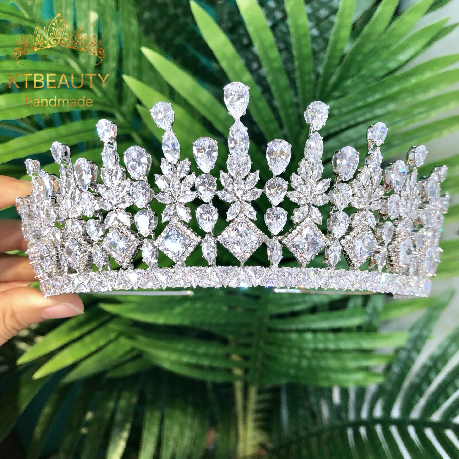 

New High Quality Rhinestone Zirconia Tiara Crown Fashion Headband Royal Bridal Wedding Dressing Crown Accessory Women Jewelry