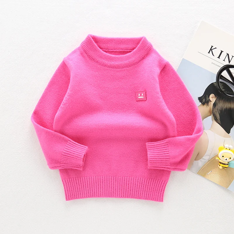 Wool Soft Children Sweater Casual Smile Kids Pullover Long Sleeve O-Neck Solid Sweater For Children Warm Winter Pullover Kids (16)