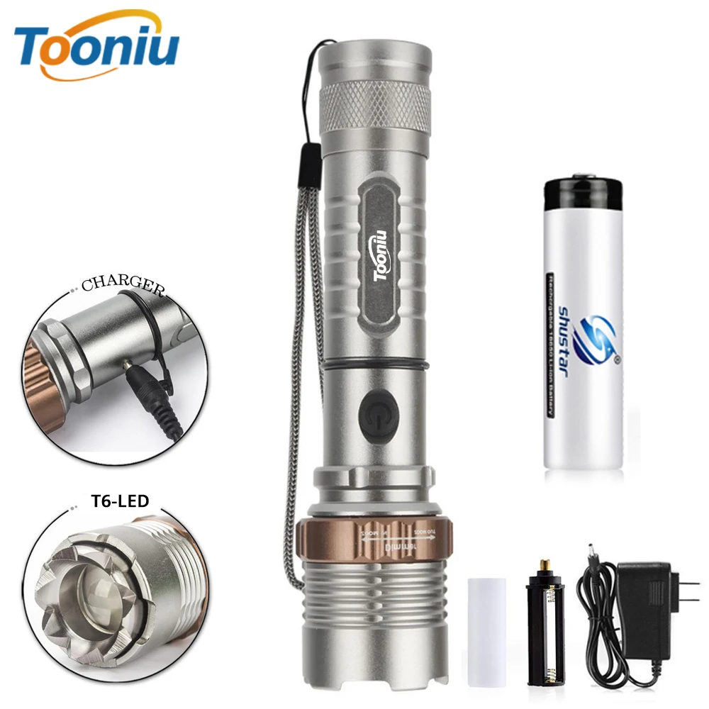 

LED Cree XM-L T6 4000LM Powerful Self Defense Tactical LED Rechargeable Flashlight Torch Light for AAA or 1x18650 Battery