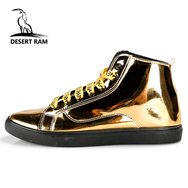 

DESERT RAM Brand Boots Men's Glittering Leather Shoes Street Style Canvas Bot Mens Fashion Punk Sneakers Male Casual Ankle Boot