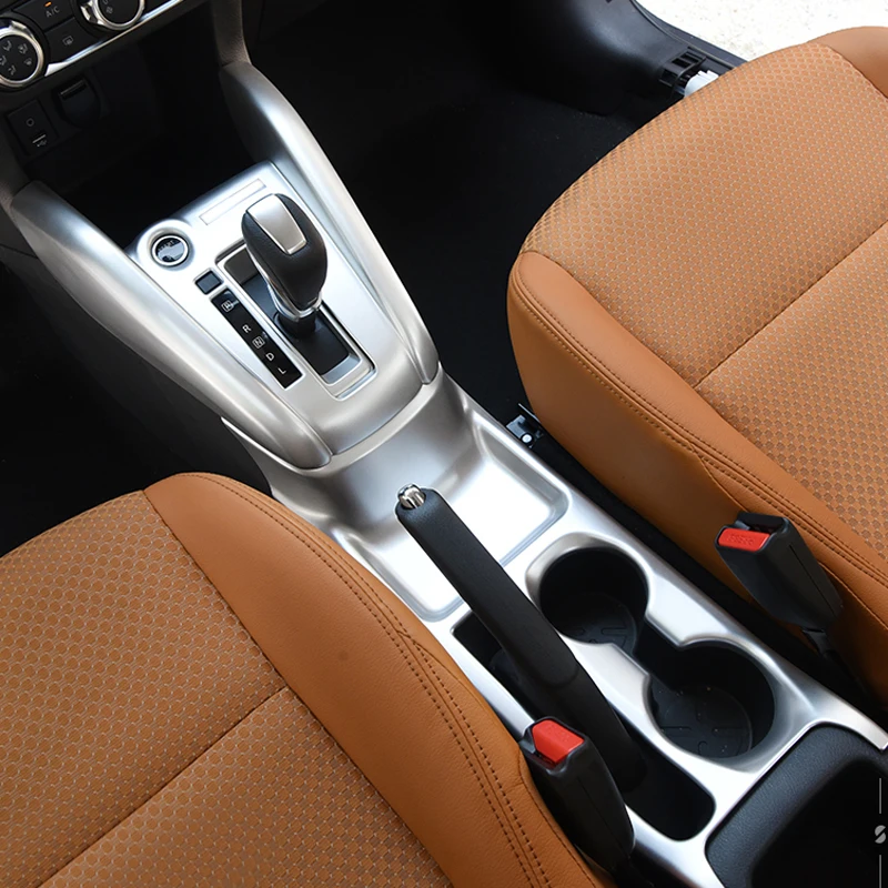 2* Chrome Car Center Gear Shifter Panel + Front Water Cup Holder Cover