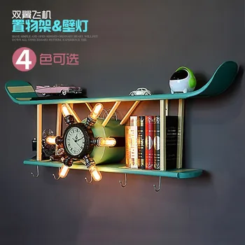 

Retro Tieyi Double Wing Aircraft Buildings Wall Lamp Net Cafe Bar Restaurant Wall Decoration Frame Creative Wall Hanging Wall De