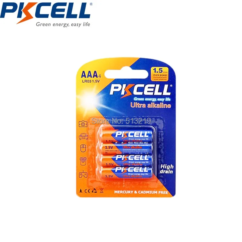 32 шт./8 карт PKCELL LR03 1,5 В AAA батарея 3A Щелочная сухая батарея для камеры, калькулятора, будильника, мыши, дистанционного управления, elec