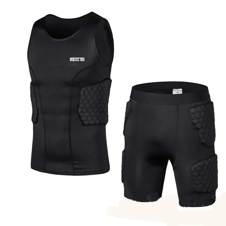 Men's Sports Rash Guard Compression Padded Protective Shirt Soccer Basketball hockey Training Vest